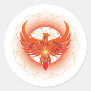 Rising Phoenix Mandala Ronde Sticker