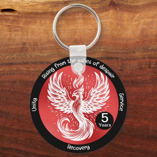 Rising Phoenix - Mijlpaal in herstelgeschenk Sleutelhanger (Voorkant)
