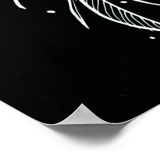 Rising Phoenix wit op zwart Poster (Hoek)