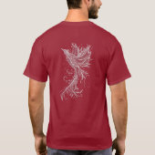 Rising Phoenix witte lijntekening T-shirt (Achterkant)