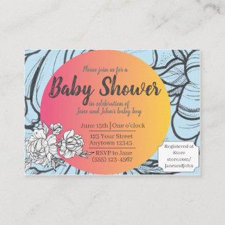 Rising Sun Baby shower Invitation Gender Neutral Informatiekaartje