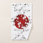 Rising Sun Cherry Blossom Red Black White Bad Handdoek (Handdoek)