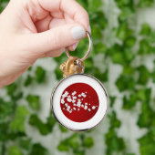 Rising Sun Cherry Blossom Red Black White Sleutelhanger (Hand)