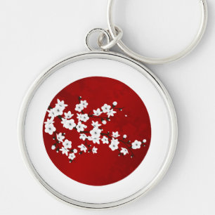Rising Sun Cherry Blossom Red Black White Sleutelhanger