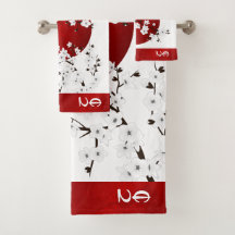 Rising Sun Cherry Blossom | Rood wit monogram