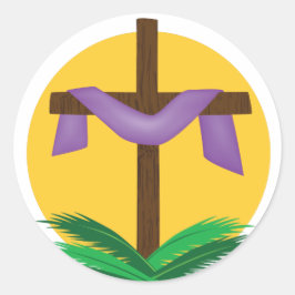 Rising Sun Draped Cross Ronde Sticker