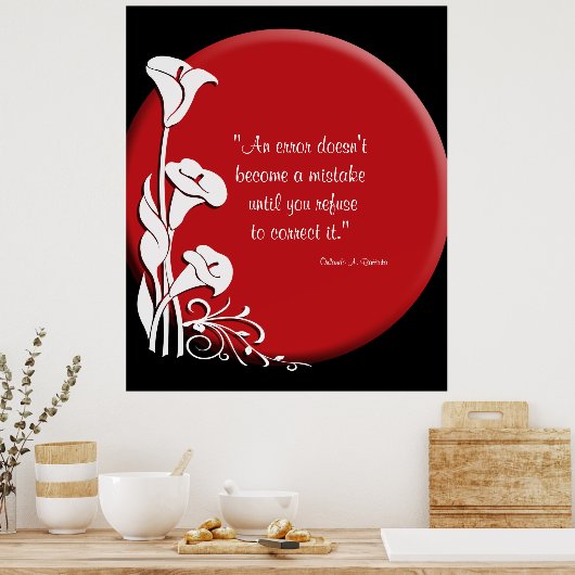 "Rising Sun" met Calla Lilies inspirerend quote Poster (Keuken)