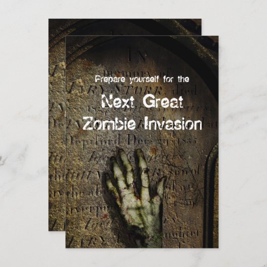 Rising Zombie Halloween Party Invitation Kaart (Voorkant / Achterkant)