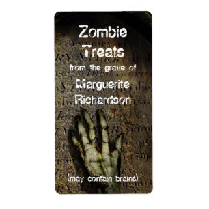 Rising Zombie Hand Halloween Baking Label