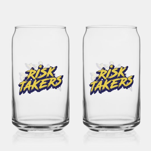"Risk Takers" Urban Style Typography Blikvorm Glas (Achterkant)
