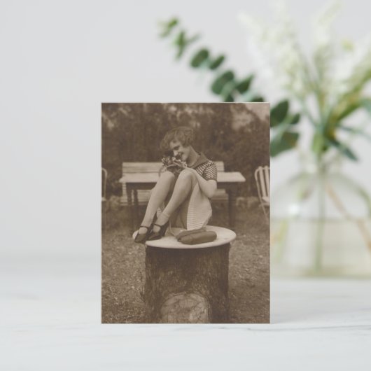  riskie Foto meisje Briefkaart (Staand voorkant)