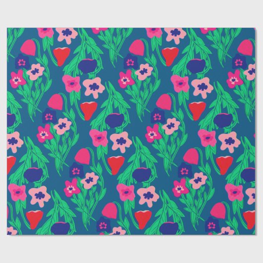 Riso Print Bloemkleur Cadeaupapier (Vlak)