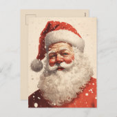 Risograph Stijl  Santa Clause Art Feestdagenkaart (Voorkant / Achterkant)