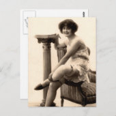 Risque  meisje Franse foto Briefkaart (Voorkant / Achterkant)