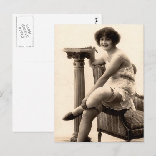 Risque  meisje Franse foto Briefkaart (Voorkant / Achterkant)