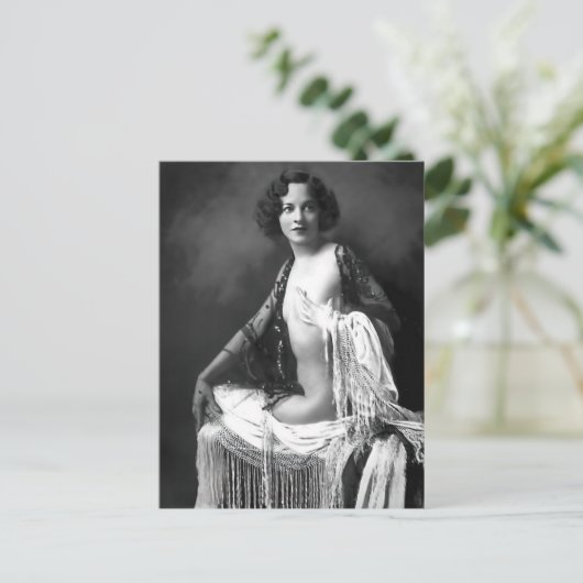 Risque  meisje Franse foto Briefkaart (Staand voorkant)