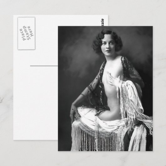 Risque  meisje Franse foto Briefkaart (Voorkant / Achterkant)