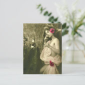 Risque  meisje met roken Franse foto Briefkaart (Staand voorkant)