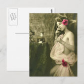 Risque  meisje met roken Franse foto Briefkaart (Voorkant / Achterkant)