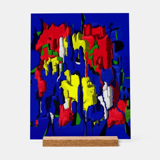 Risse im Blau, abstrakt Acryl Bord (Voorkant)