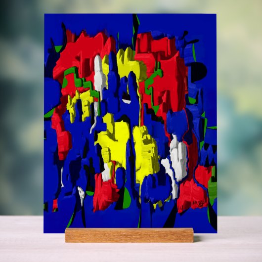 Risse im Blau, abstrakt Acryl Bord (Neutraal)