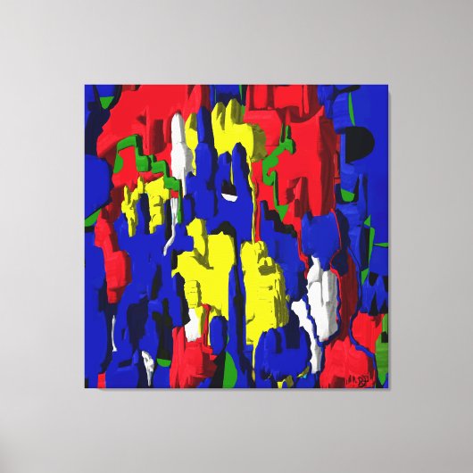 Risse im Blau, abstrakt Canvas Afdruk (Voorkant)