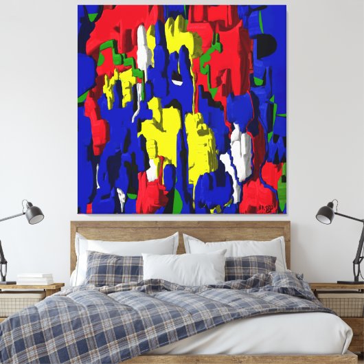 Risse im Blau, abstrakt Canvas Afdruk (Insitu (Slaapkamer))