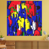 Risse im Blau, abstrakt Canvas Afdruk (Insitu (Woonkamer))