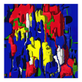 Risse im Blau, abstrakt Foto Afdruk