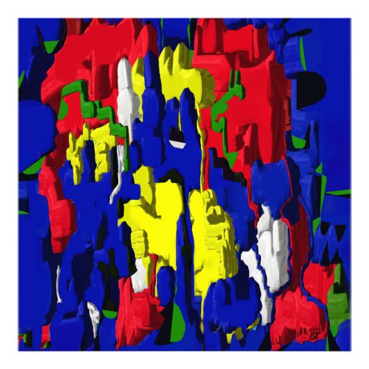 Risse im Blau, abstrakt Foto Afdruk (Voorkant)