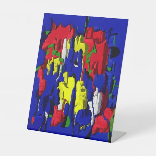 Risse im Blau, abstrakt Reclamebord Met Voetstuk (Voorkant)