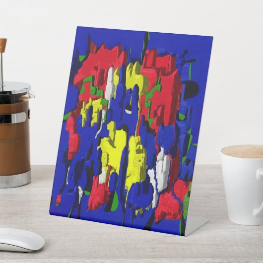 Risse im Blau, abstrakt Reclamebord Met Voetstuk (Insitu)