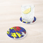 Risse im Blau, abstrakt Zandsteen Onderzetter (Zijkant)