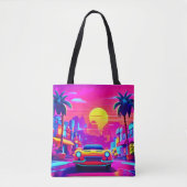 Rit door Neon Sunset City Tote Bag (Voorkant)
