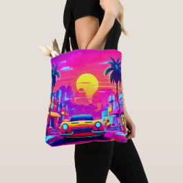 Rit door Neon Sunset City Tote Bag