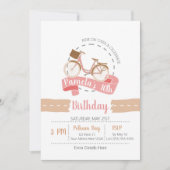 Rit op over fiets verjaardag uitnodiging | roze (Voorkant)