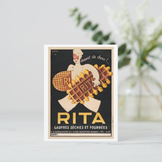 Rita Biscuits Vintage Ad Briefkaart (Staand voorkant)