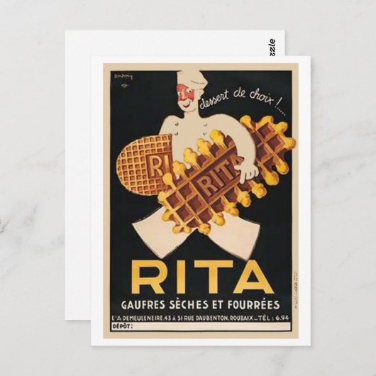 Rita Biscuits Vintage Ad Briefkaart (Voorkant / Achterkant)