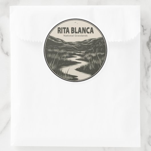Rita Blanca National Grasslands Stream Ronde Sticker (Tas)
