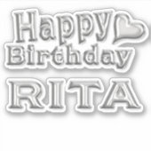 Rita Happy Birthday silver Aufkleber Sticker (Voorkant)