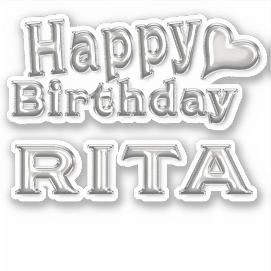 Rita Happy Birthday silver Aufkleber Sticker (Voorkant)