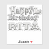 Rita Happy Birthday silver Aufkleber Sticker (Vel)
