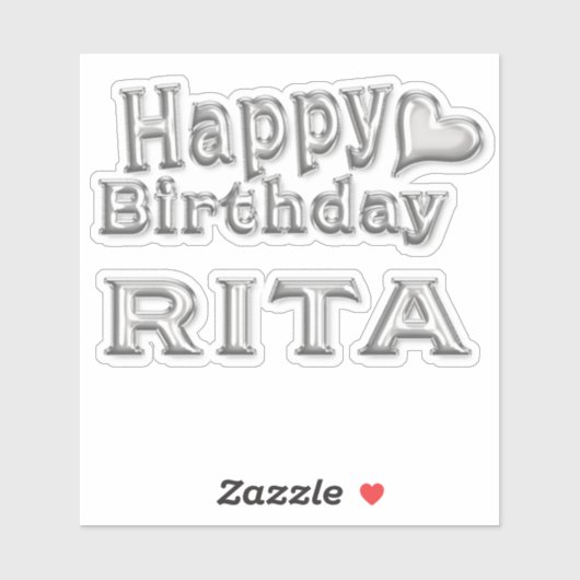 Rita Happy Birthday silver Aufkleber Sticker (Vel)
