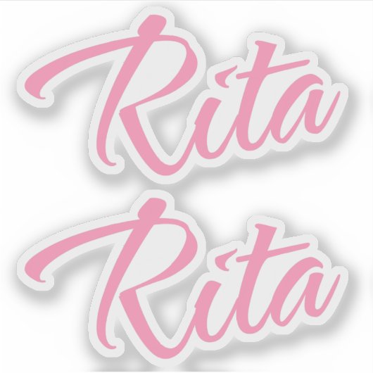 Rita naam roze cursief x2 sticker (Voorkant)