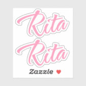 Rita naam roze cursief x2 sticker (Vel)