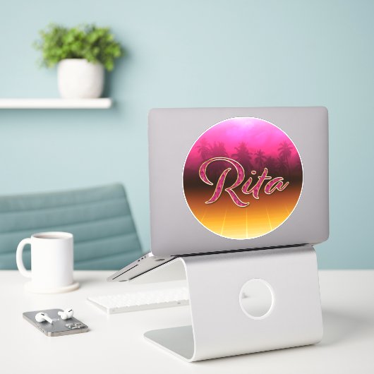 Rita Vorname Name golden pink Aufkleber Sticker (Laptop op bureau)