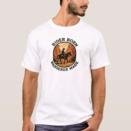 Riter Geboren, Zwerver Gewordt Westers Design T-shirt (Voorkant)
