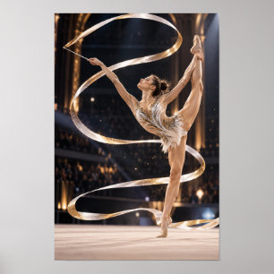 Ritme gymnastiek lint Vrouwelijke gymnaste prestat Poster