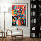 Ritme in beweging: geometrische symfonie poster