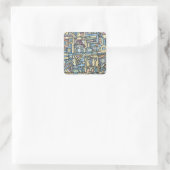 Ritme In Blauw-Handgeschilderde Abstracte Kunst Vierkante Sticker (Tas)